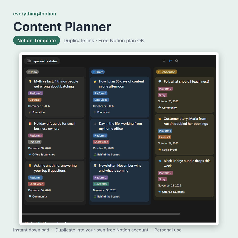 Content Planner - what's inside