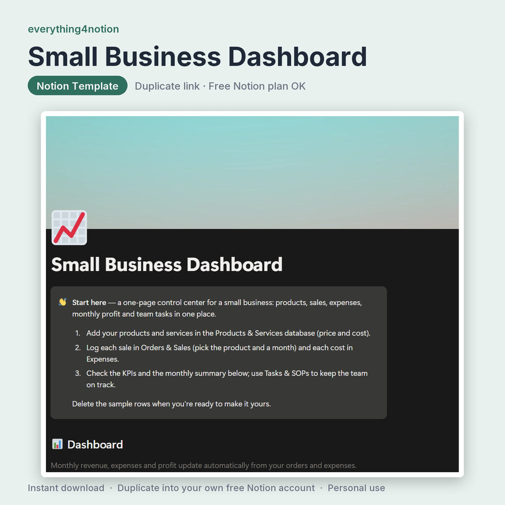 Small Business Dashboard - cover preview