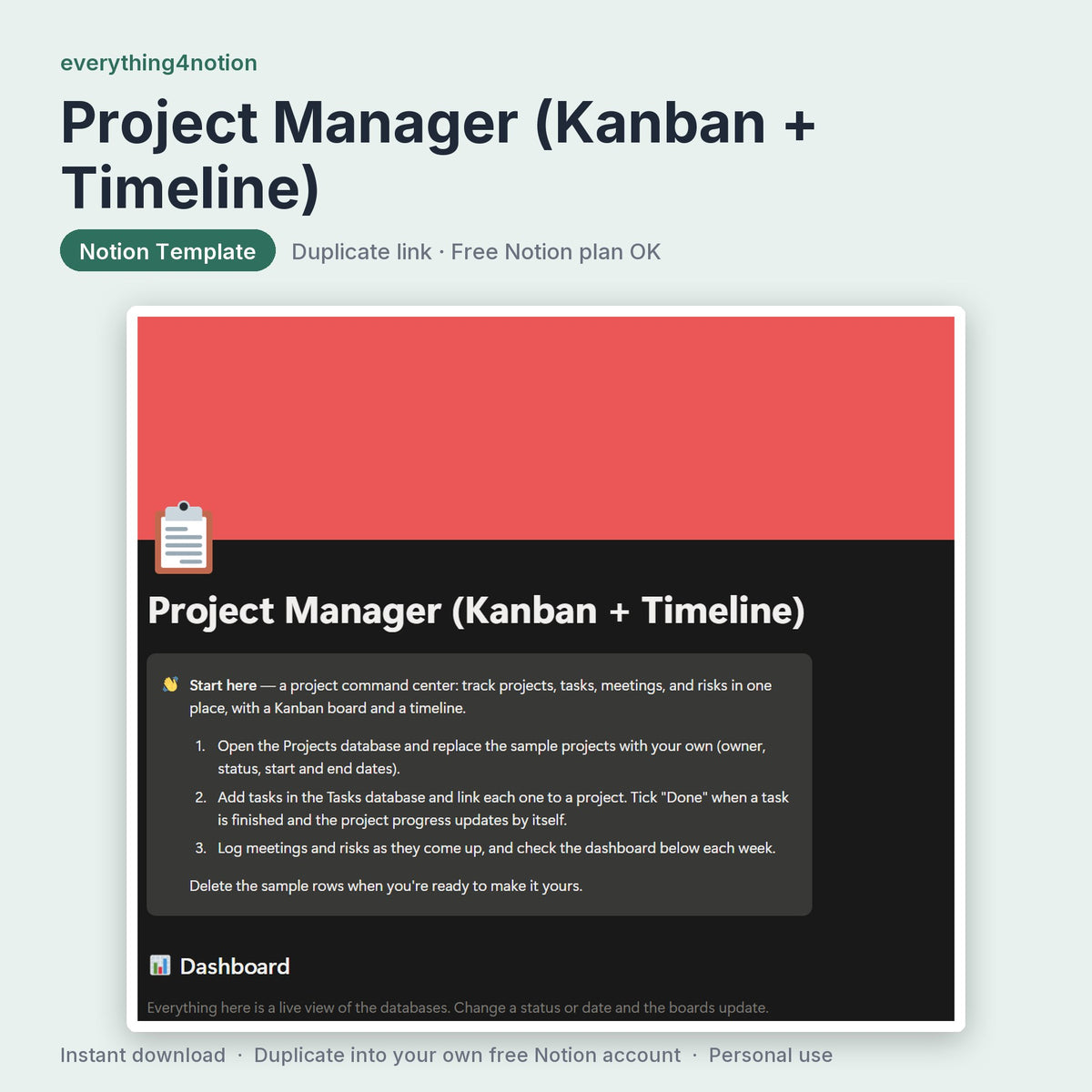 Project Manager (Kanban + Timeline) - cover preview