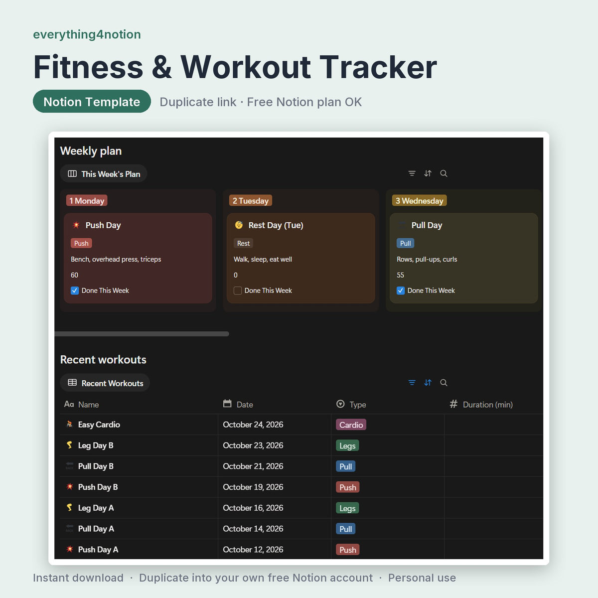Fitness & Workout Tracker - what's inside