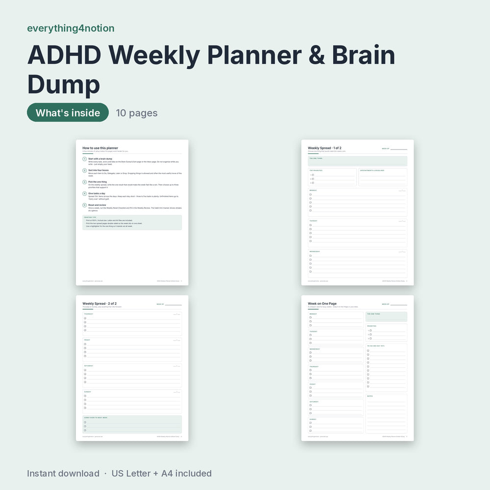 ADHD Weekly Planner & Brain Dump – inside the template