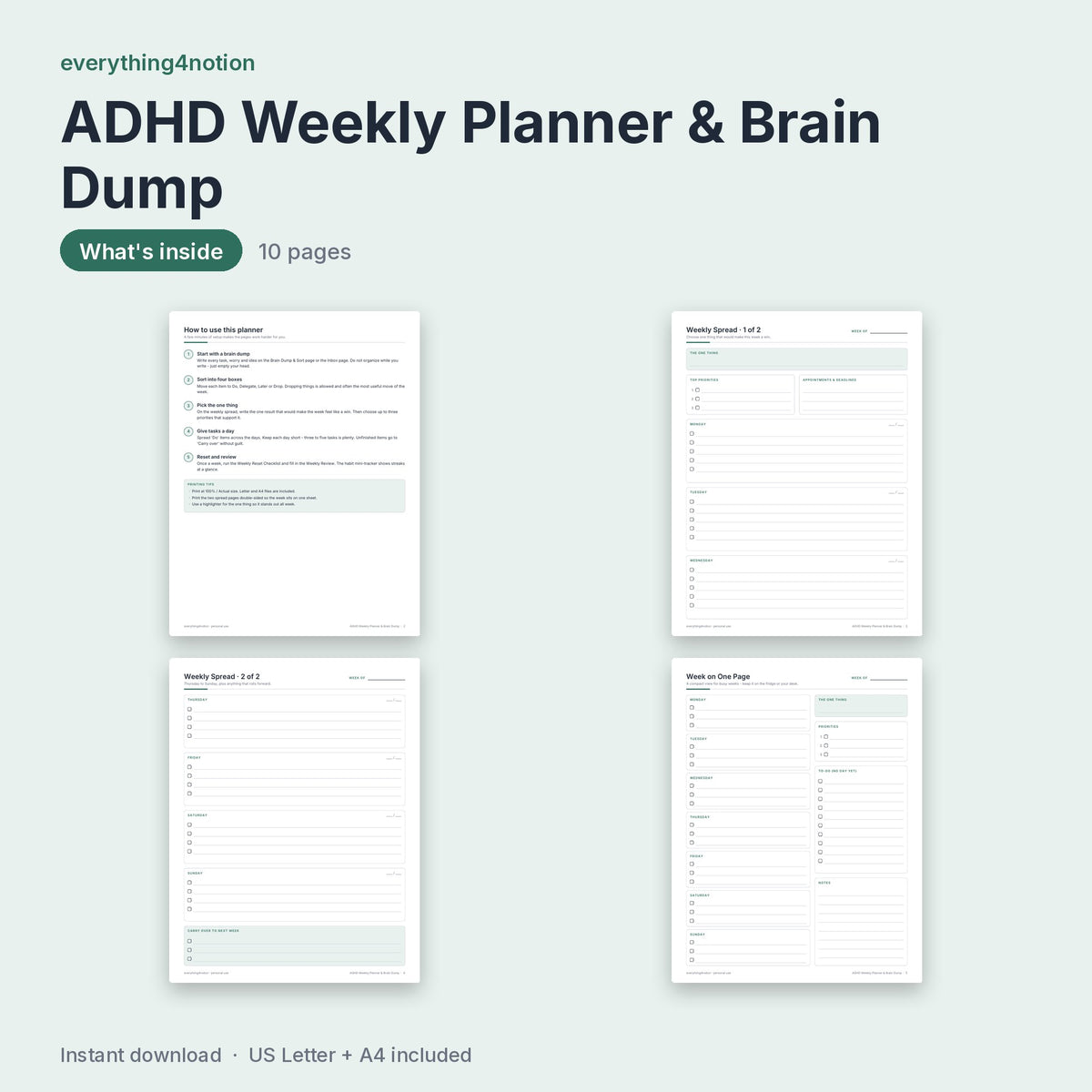 ADHD Weekly Planner & Brain Dump – inside the template