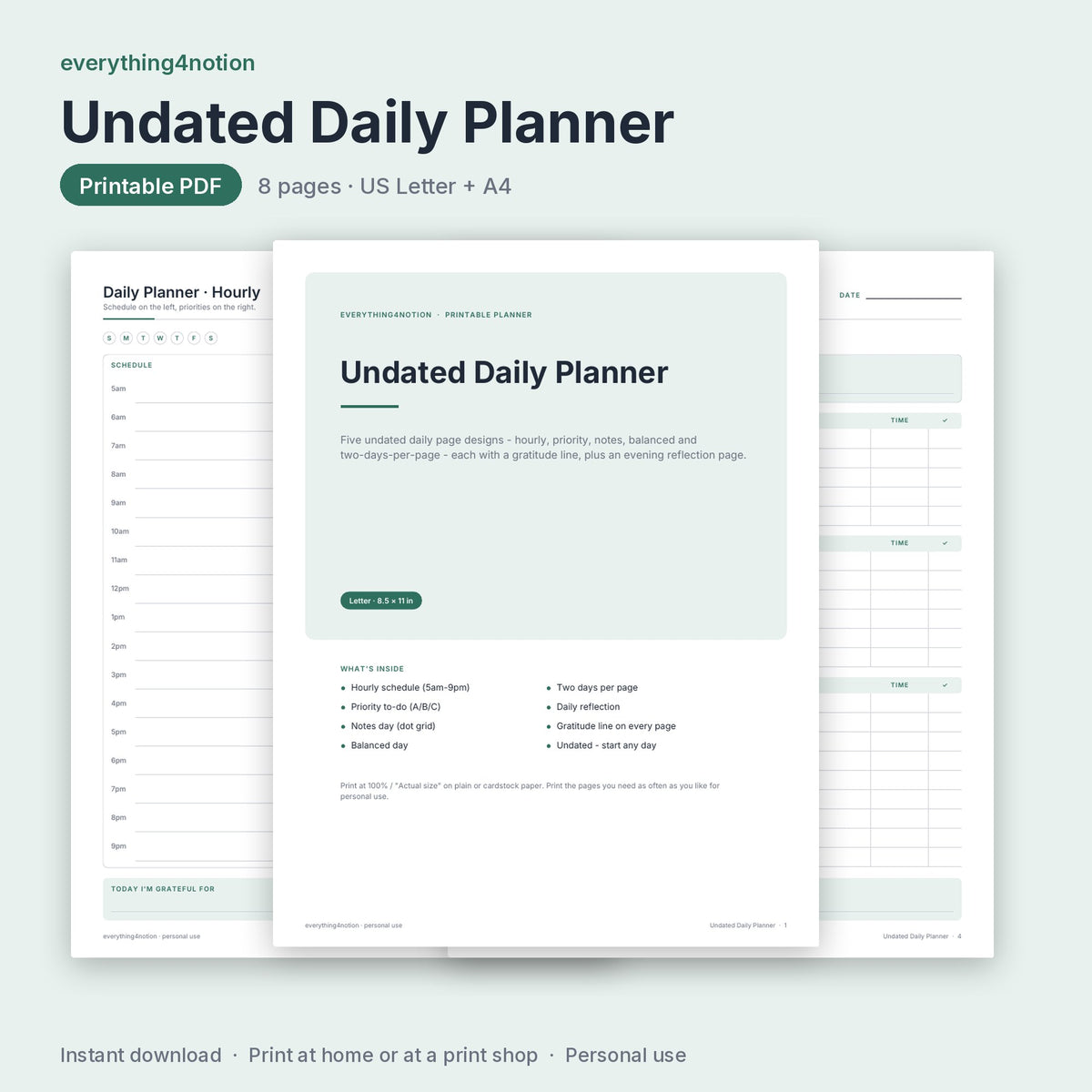 Daily Planner Printable – preview
