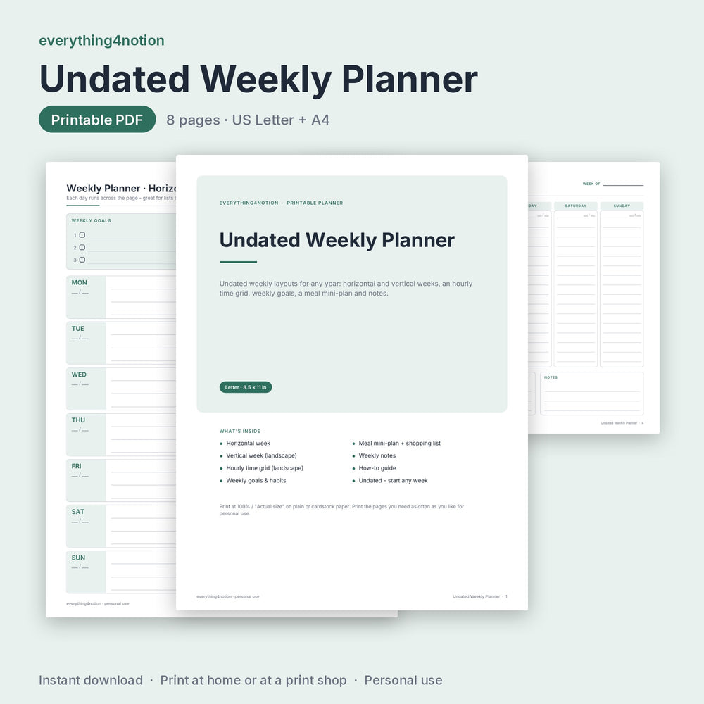 Weekly Planner Printable – preview