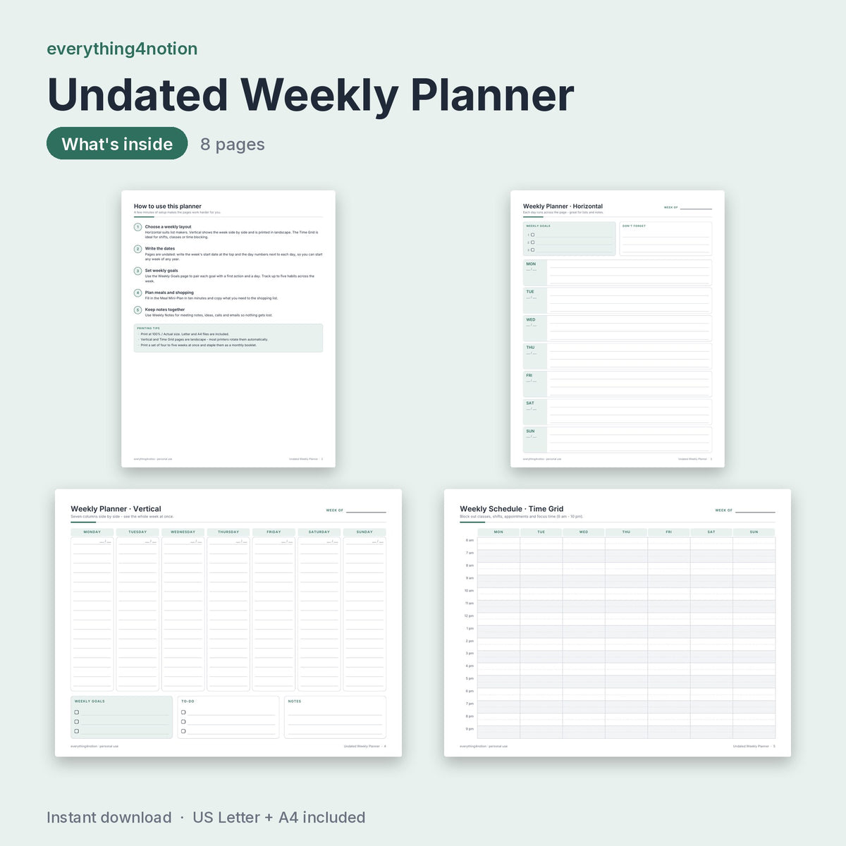 Weekly Planner Printable – inside the template