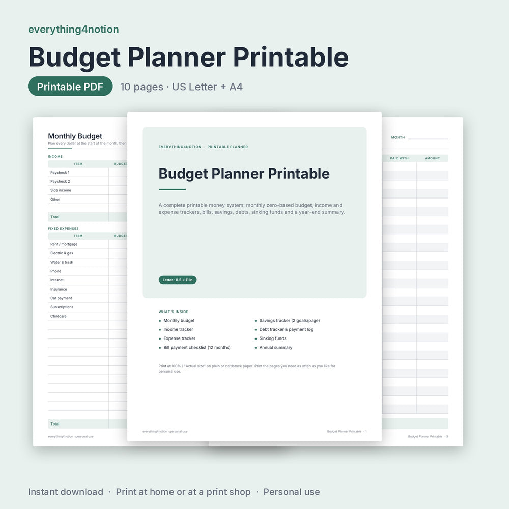 Budget Planner Printable – preview