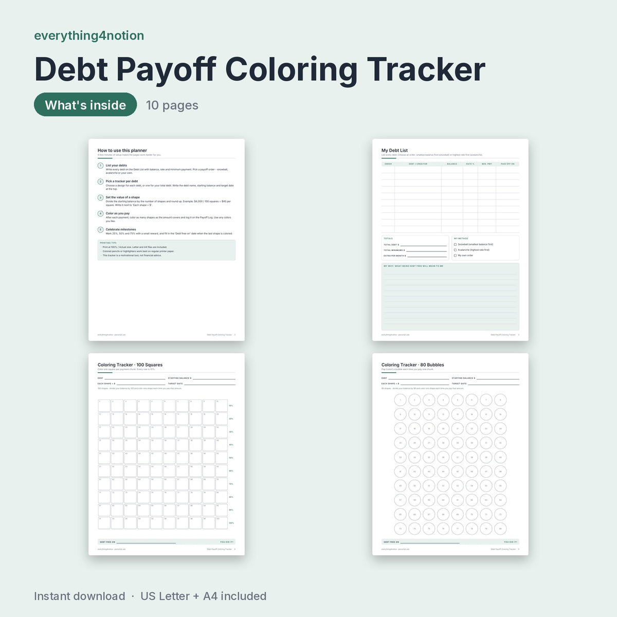 Debt Payoff Printable – inside the template