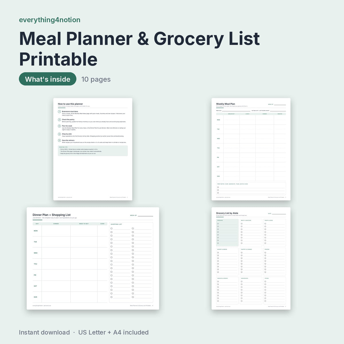 Meal Planner Printable – inside the template