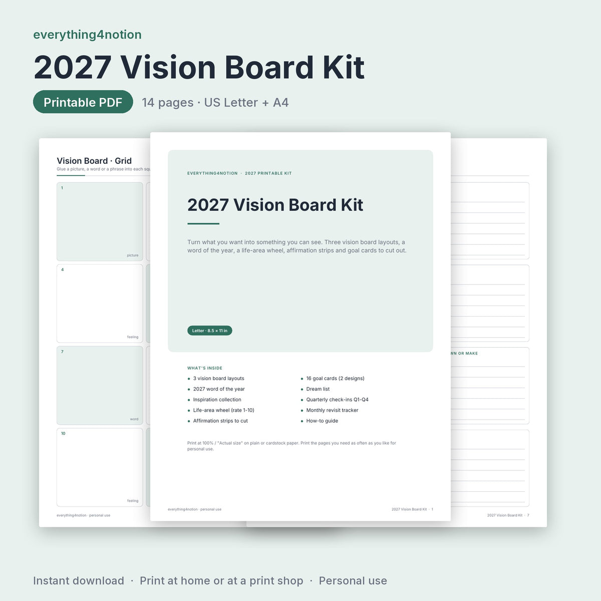 Vision Board Printable Kit 2027 - cover preview