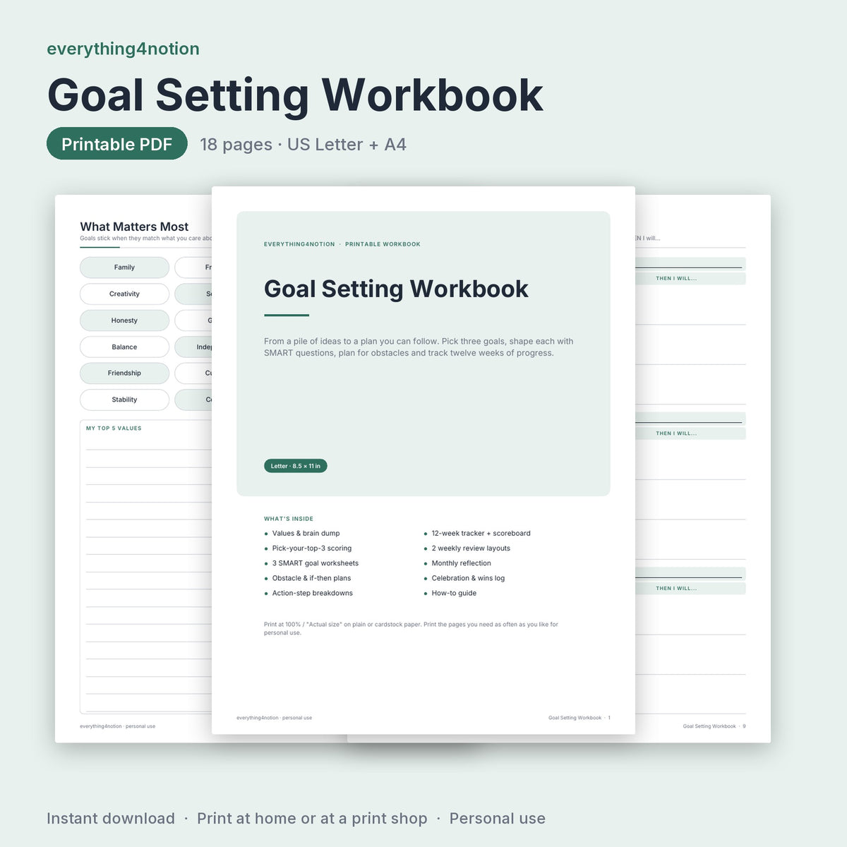 Goal Setting Workbook - cover preview