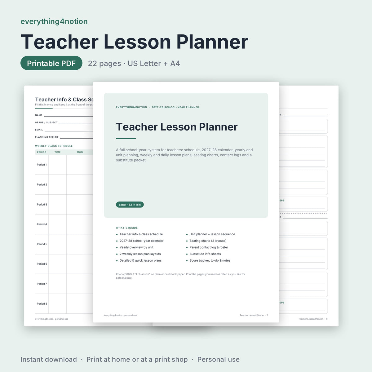 Teacher Lesson Planner 2027-2028 - cover preview