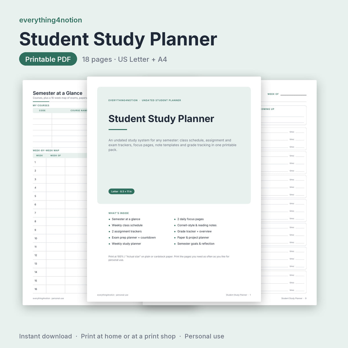 Student Study Planner - cover preview