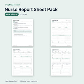 Nurse Report Sheet Pack - what's inside