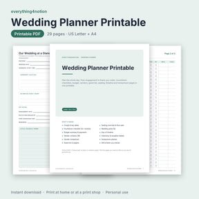 Wedding Planner Printable - cover preview