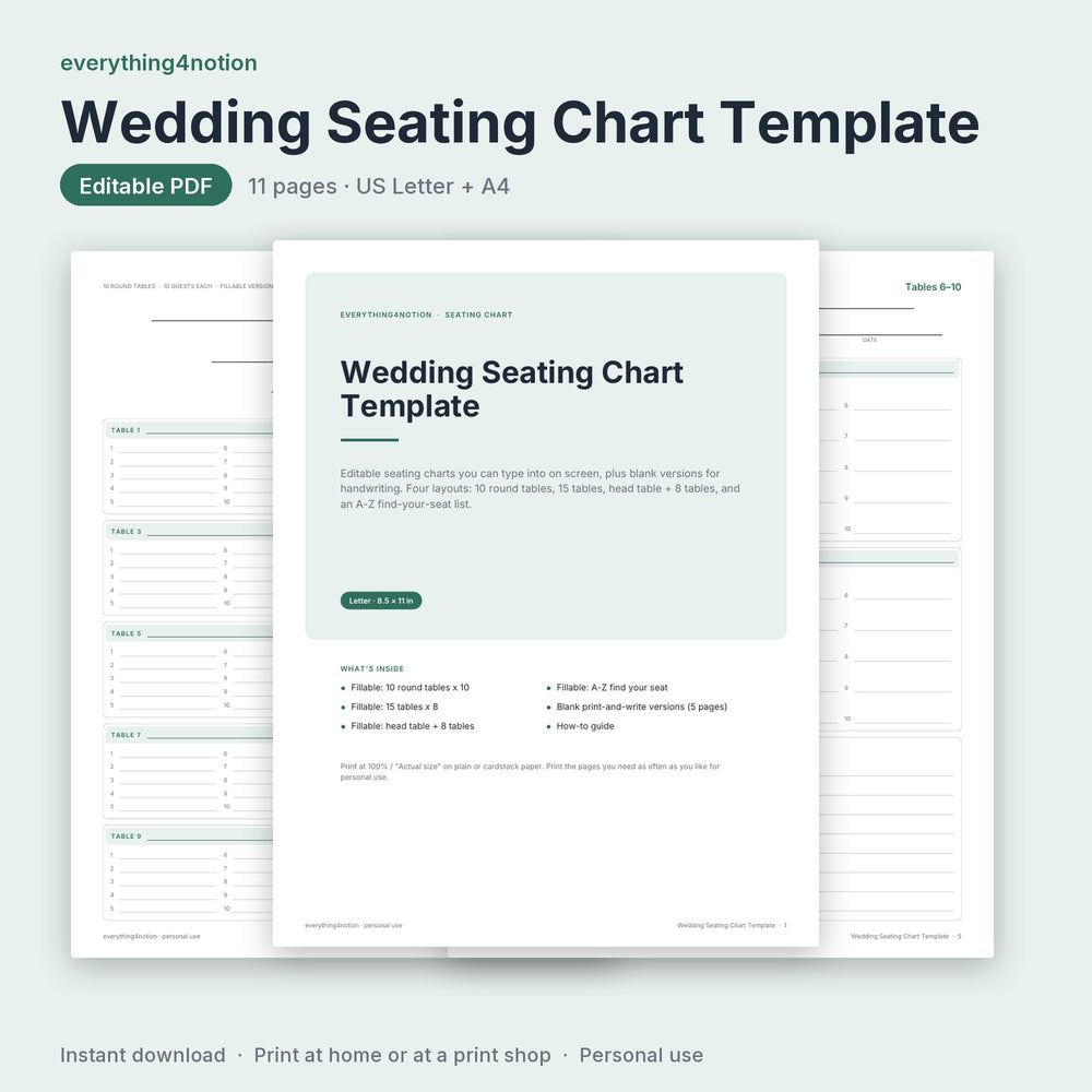 Wedding Seating Chart Template - cover preview