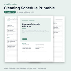 Cleaning Schedule Printable - cover preview
