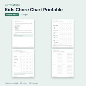 Kids Chore Chart Printable - what's inside