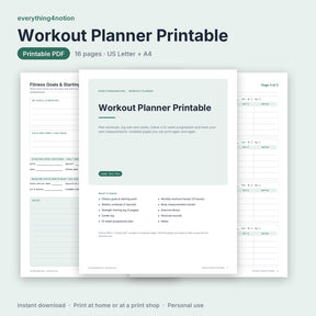 Workout Planner Printable - cover preview