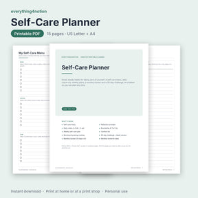 Self-Care Planner Printable - cover preview