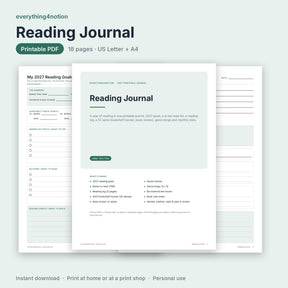 Reading Journal Printable - cover preview