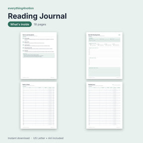 Reading Journal Printable - what's inside