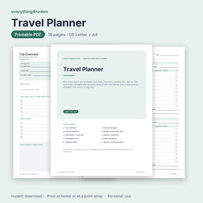Travel Planner Printable - cover preview