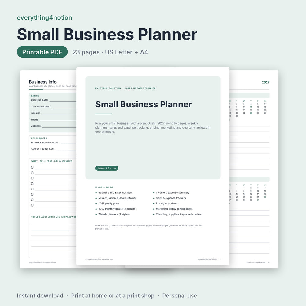 Small Business Planner 2027 - cover preview