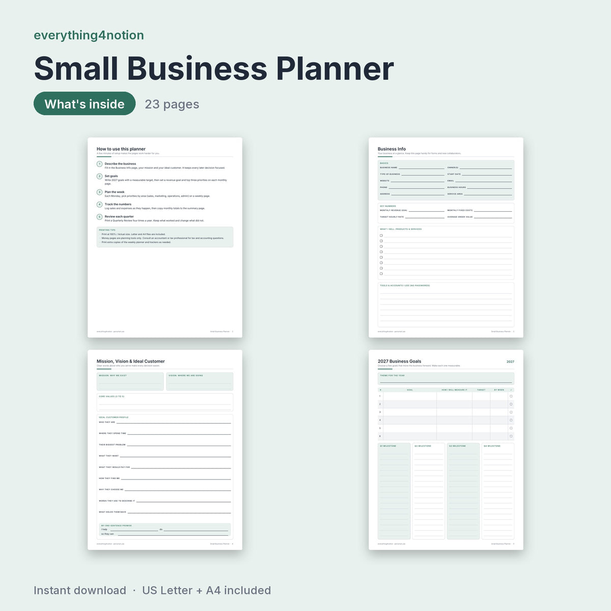 Small Business Planner 2027 - what's inside