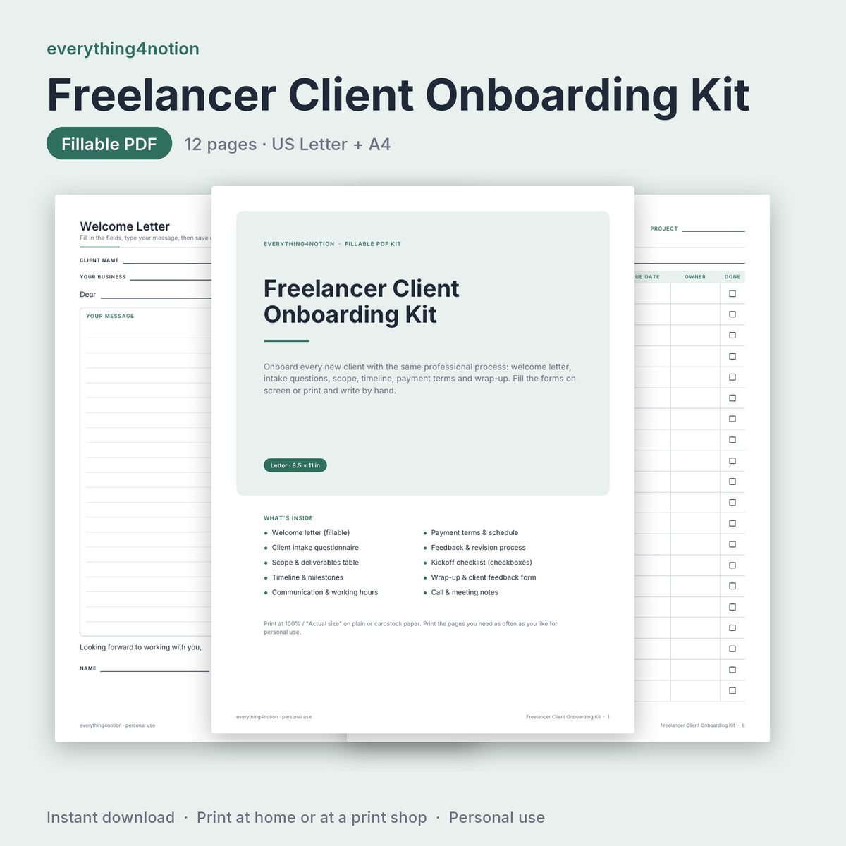 Freelancer Client Onboarding Kit - cover preview