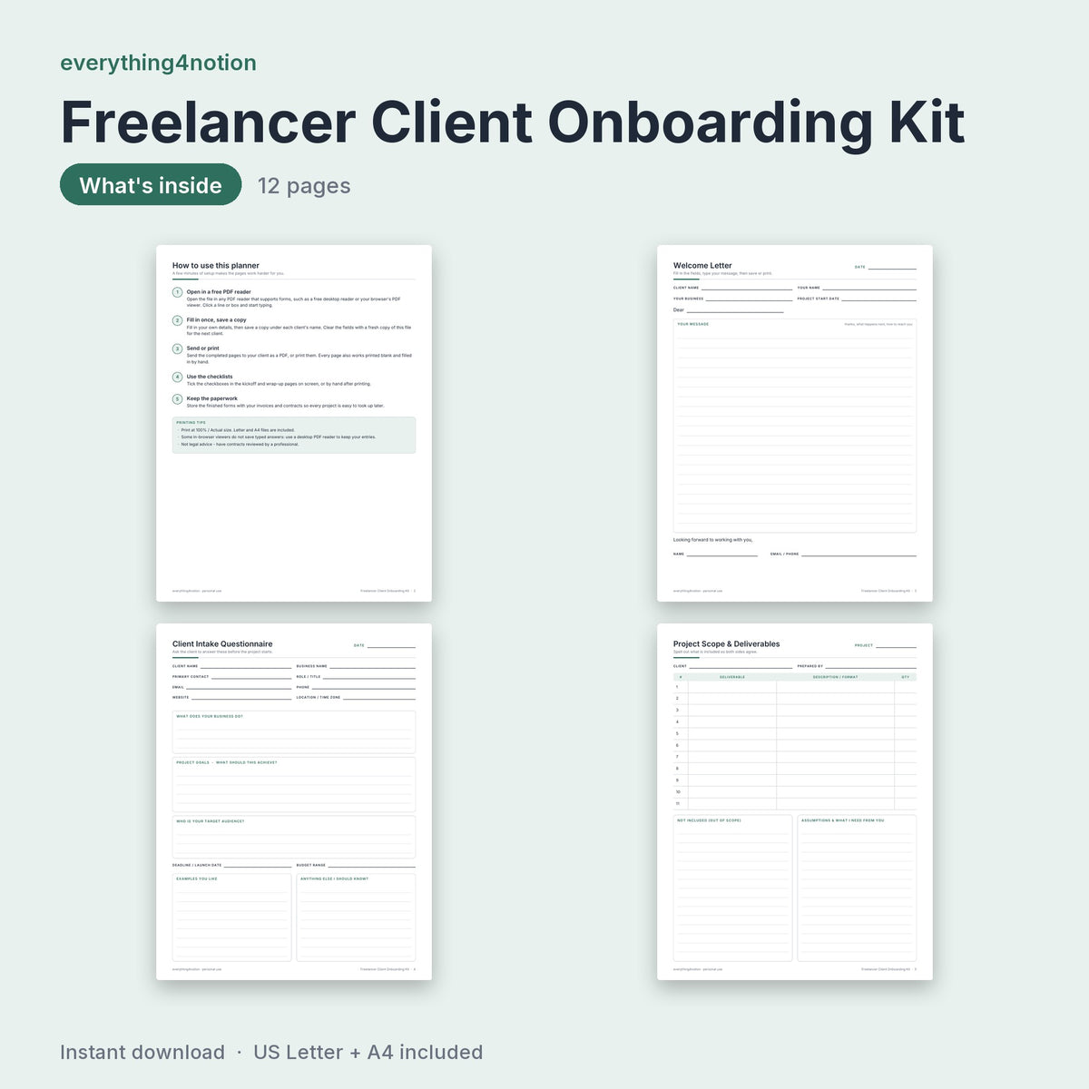 Freelancer Client Onboarding Kit - what's inside