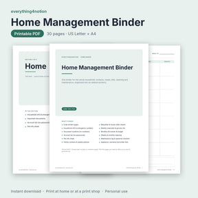 Home Management Binder Printable - cover preview