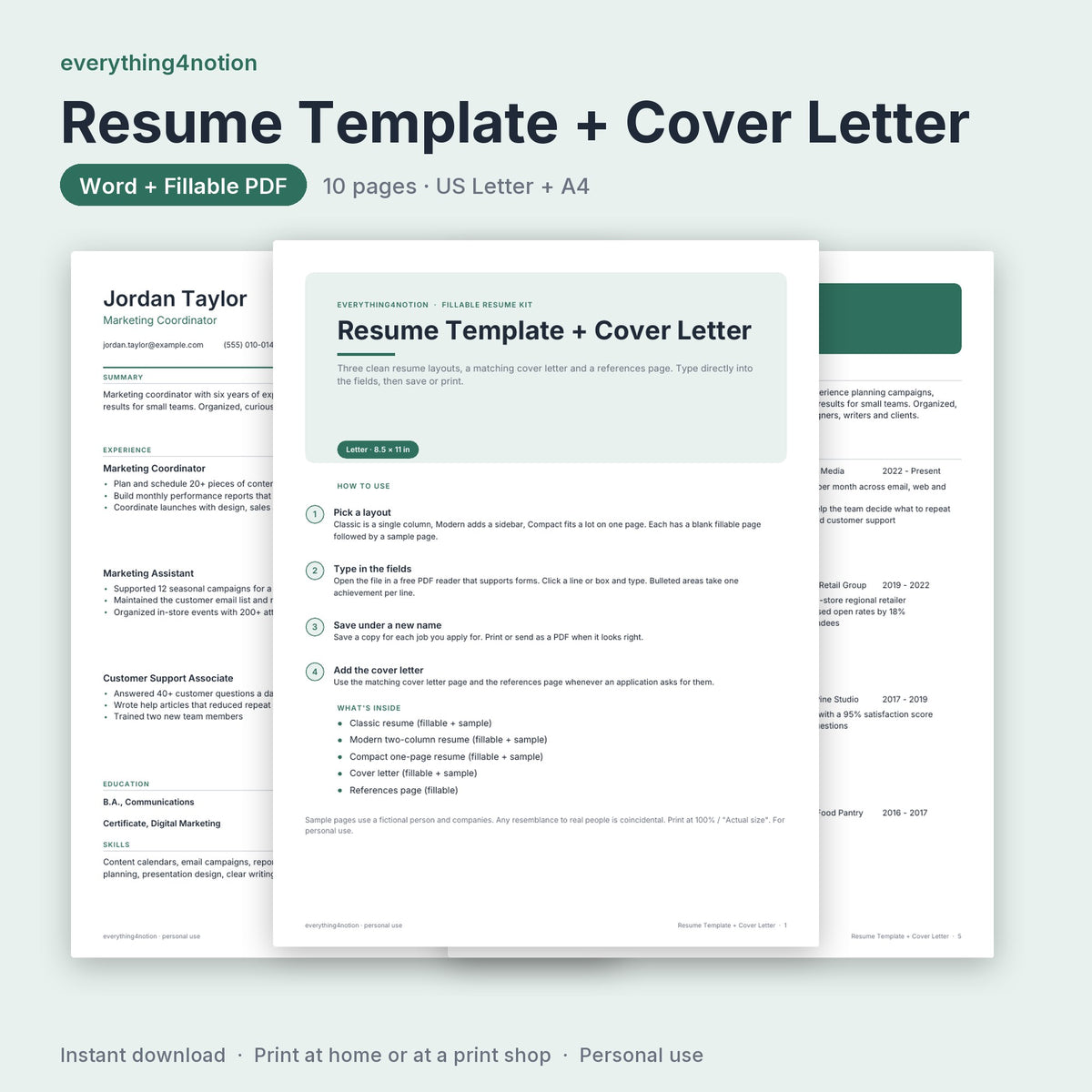 Resume Template + Cover Letter - cover preview