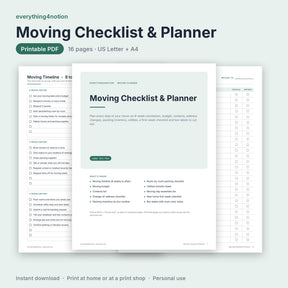 Moving Checklist & Planner Printable - cover preview