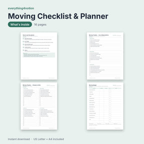 Moving Checklist & Planner Printable - what's inside