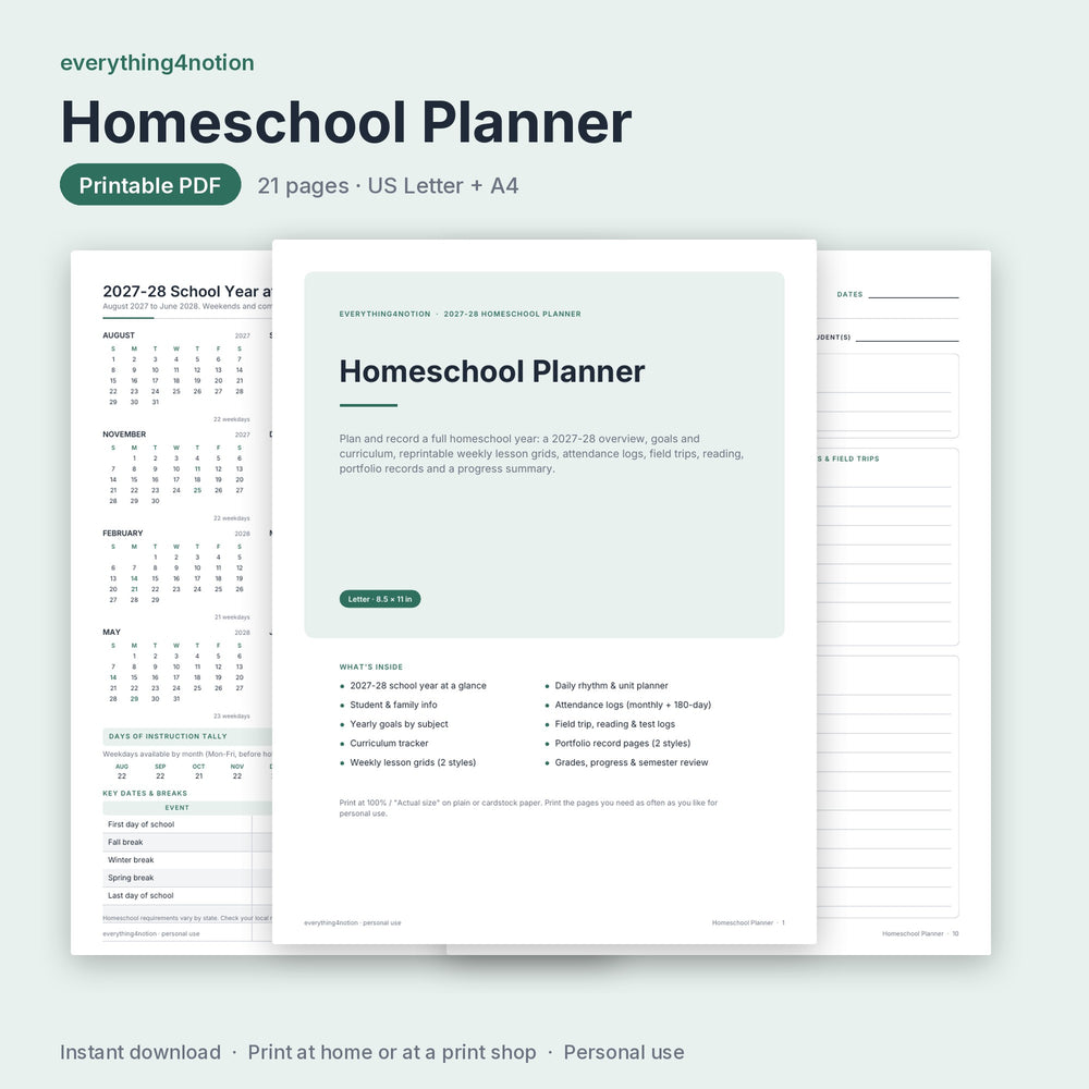 Homeschool Planner - cover preview