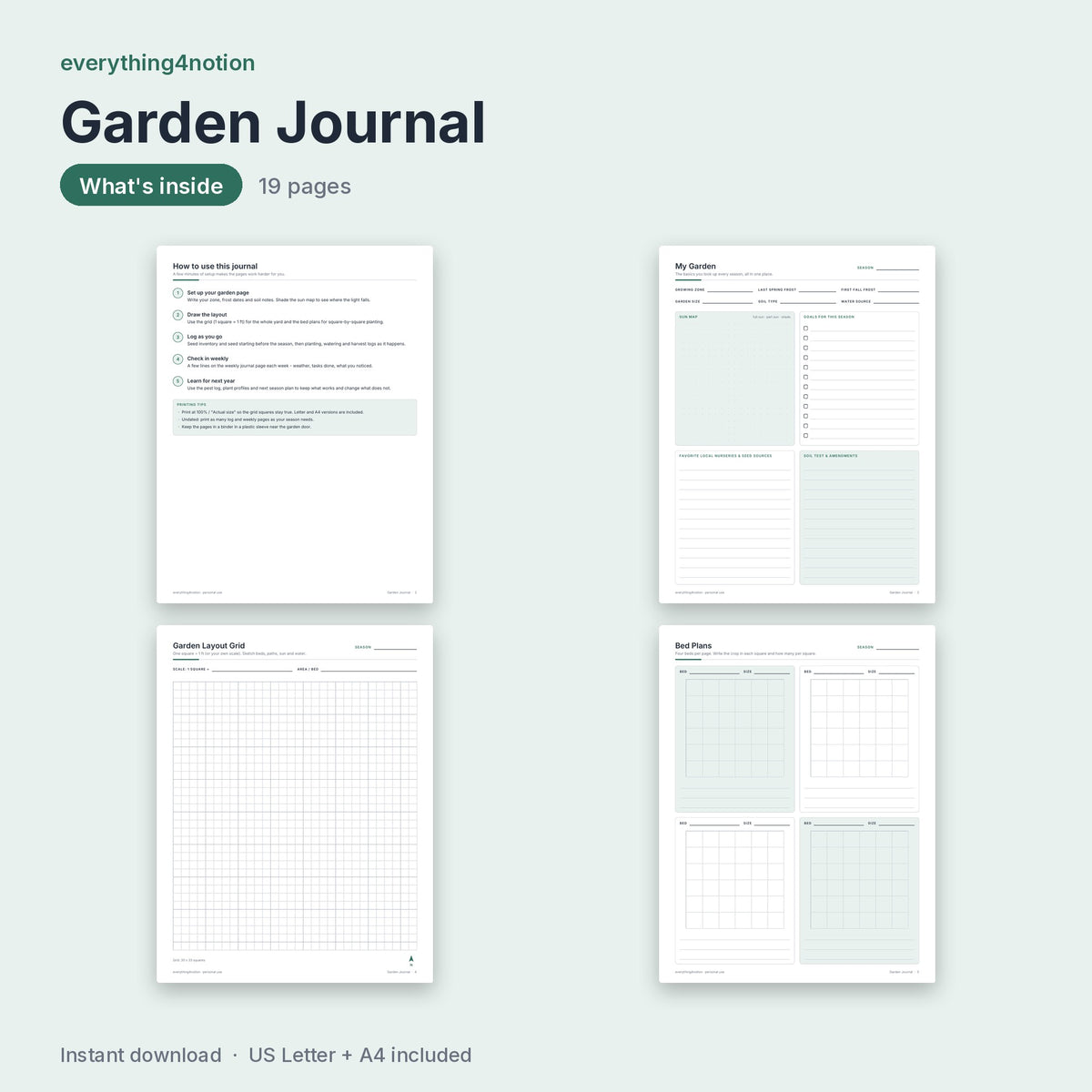 Garden Journal - what's inside