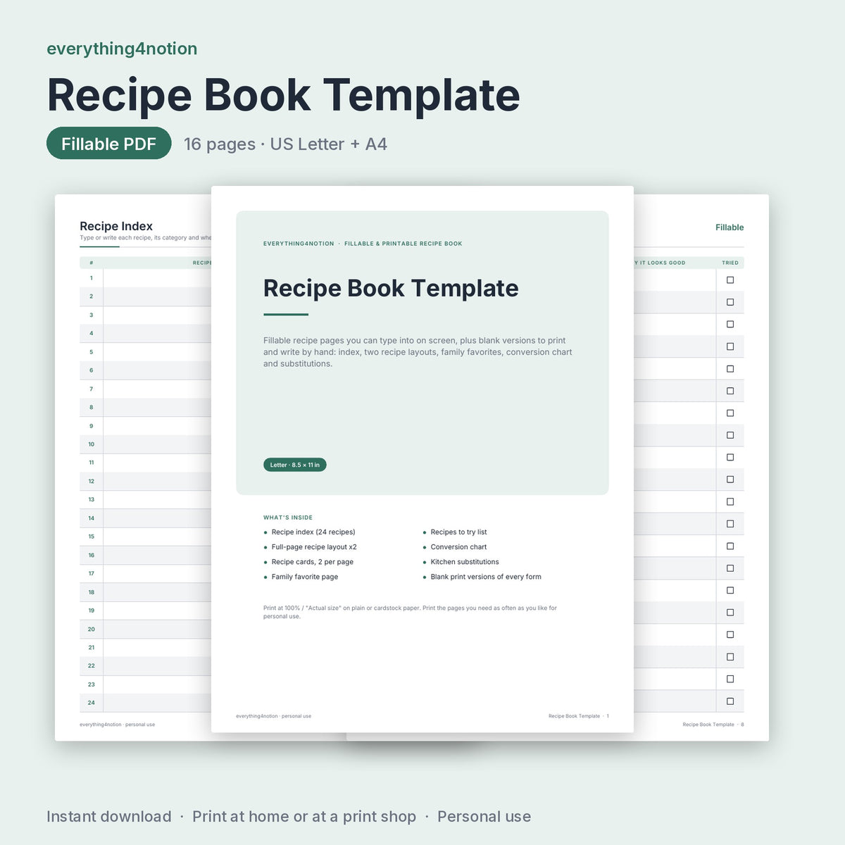 Recipe Book Template - cover preview