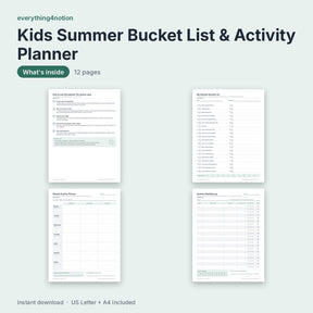 Kids Summer Bucket List & Activity Planner - what's inside