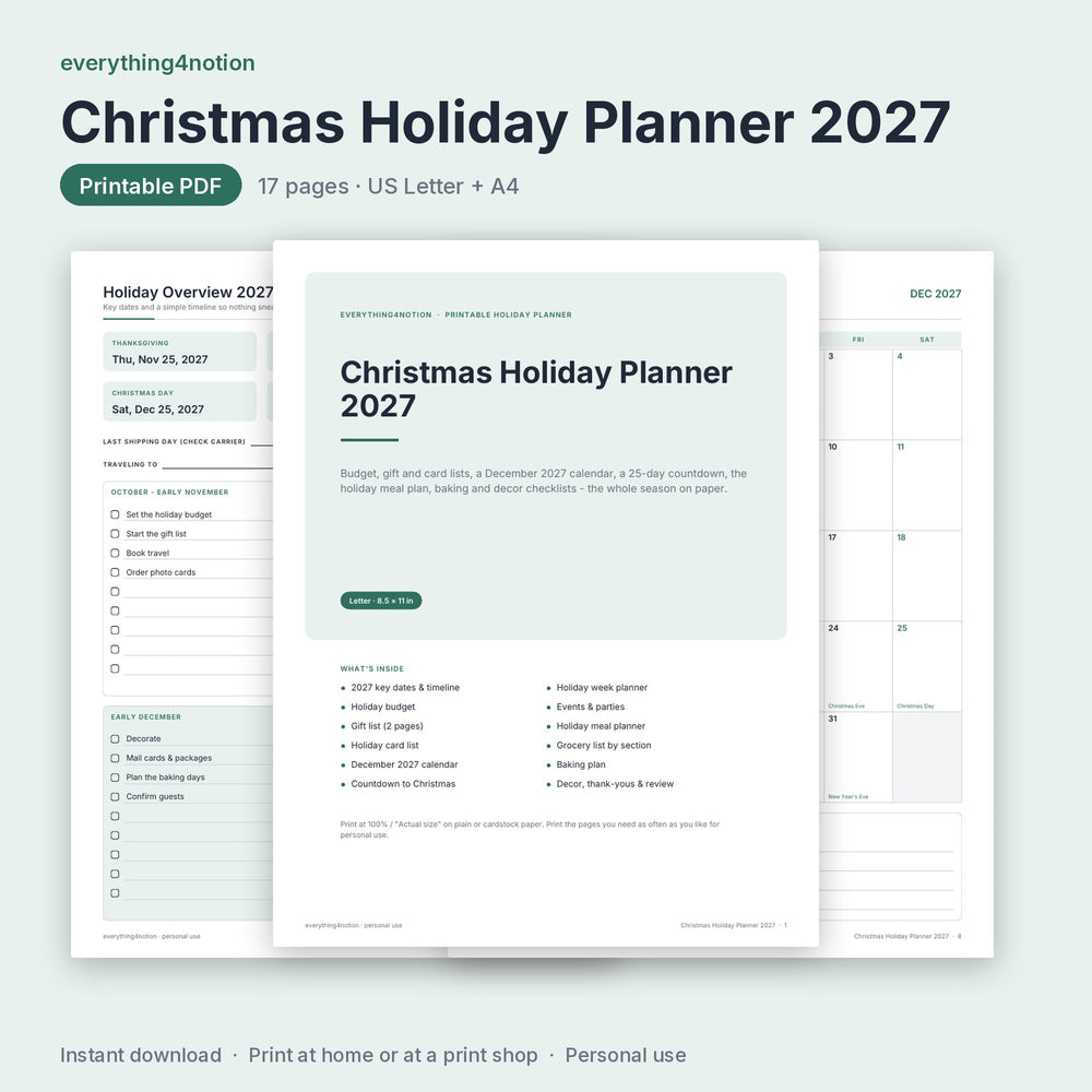Christmas Holiday Planner 2027 - cover preview