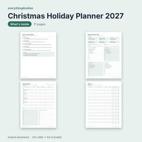 Christmas Holiday Planner 2027 - what's inside