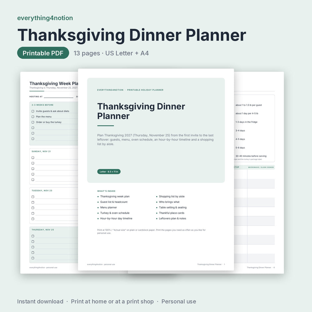 Thanksgiving Dinner Planner - cover preview