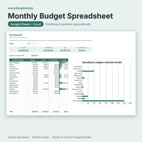 Monthly Budget Spreadsheet – preview