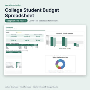 Student Budget Spreadsheet – preview