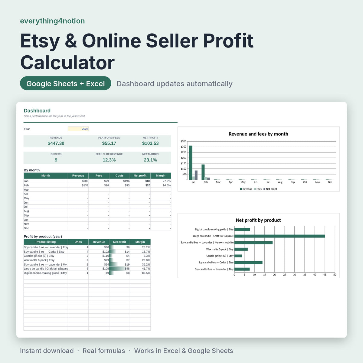 Etsy Seller Spreadsheet – preview