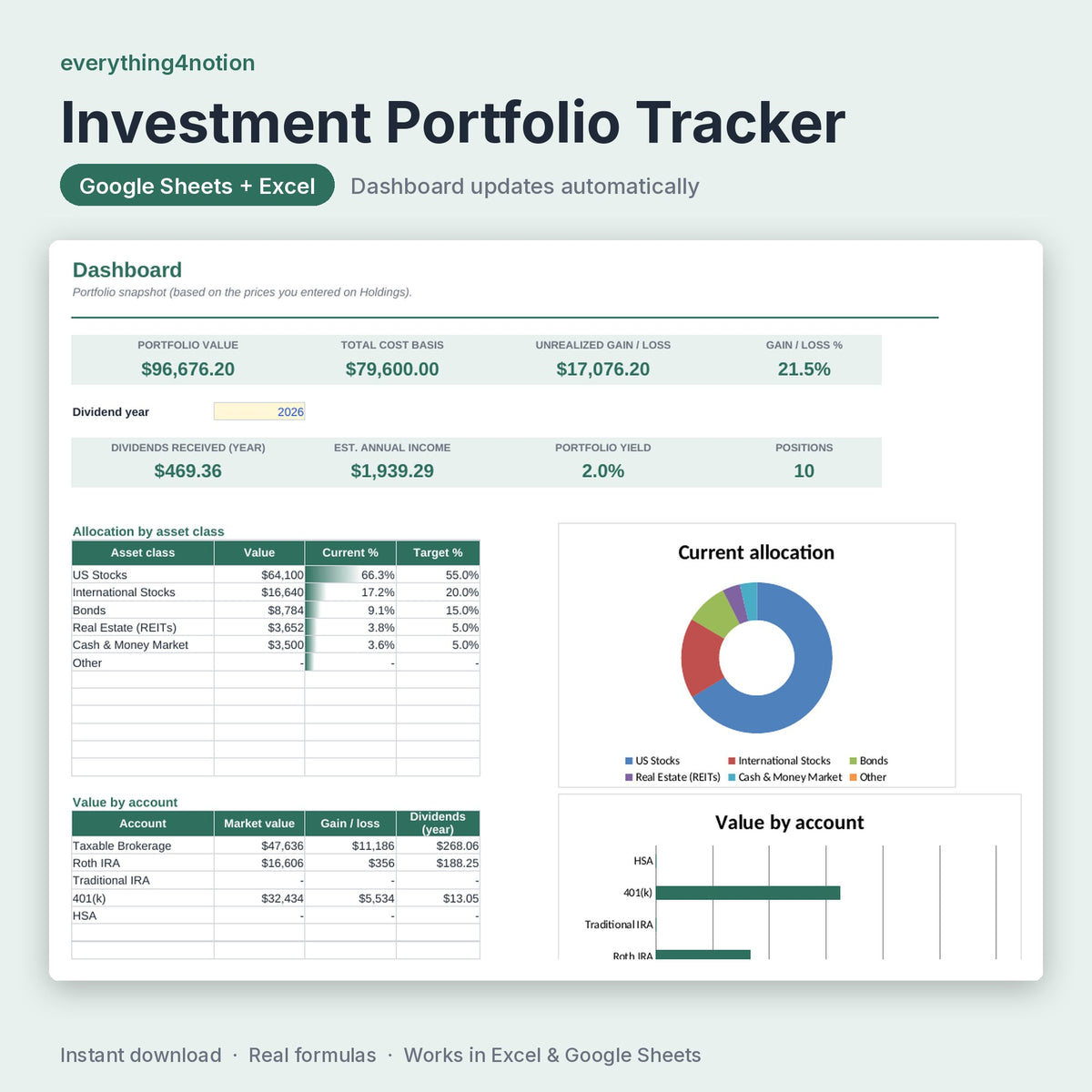 Investment Tracker Spreadsheet – preview