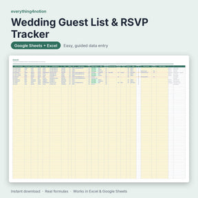 Wedding Guest List Spreadsheet – inside the template