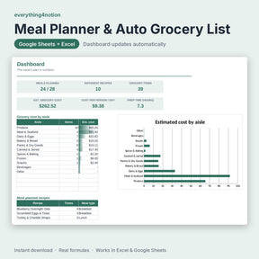 Meal Planner Spreadsheet – preview