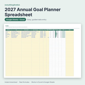 2027 Planner Spreadsheet – inside the template