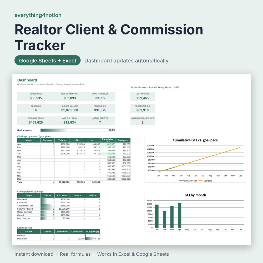 Realtor Spreadsheet – preview