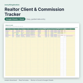 Realtor Spreadsheet – inside the template